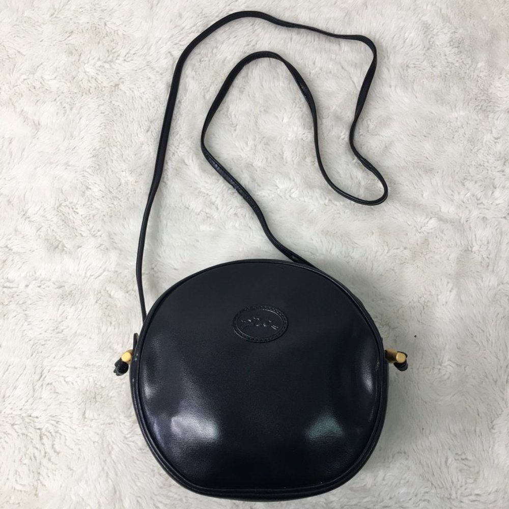Longchamp Blue Leather Round Crossbody Purse Bag